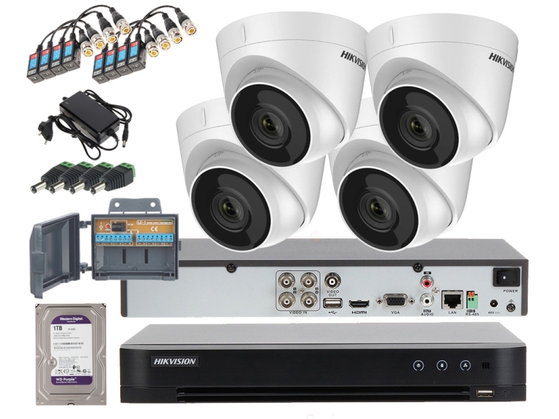 Zestaw monitoringu Hikvision 4 Kamery DS-2CE56D0T-IT3F 2Mpx Full HD D-WDR